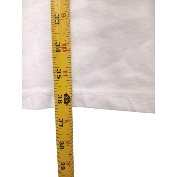 Zara T-SHIRT Dress Sz M White Have Strong Energy PARIS Designer Chain Black Trim - Picture 13 of 16